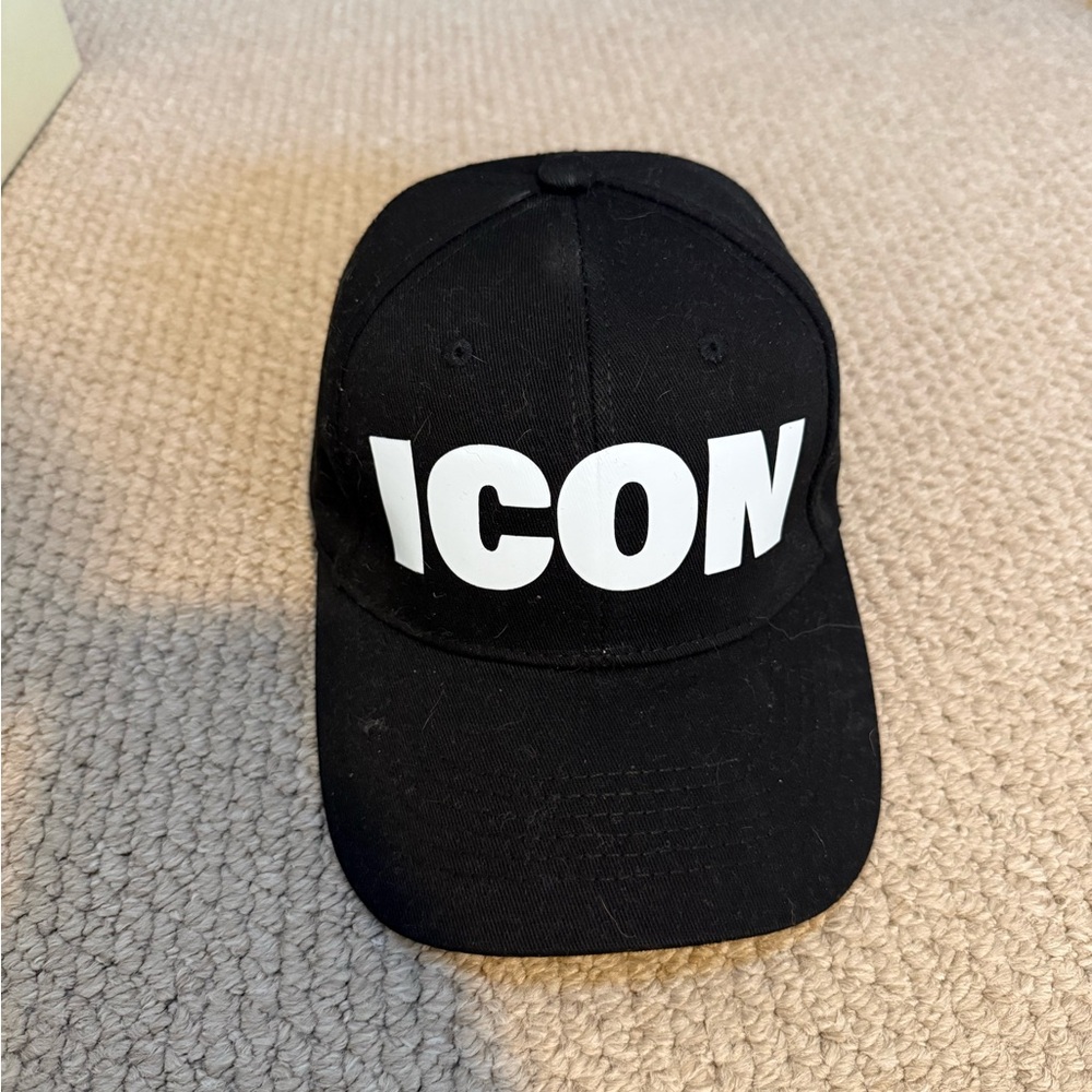 Unisex Black Cap with White 'ICON' Text